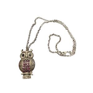 Silver Owl Pendant Necklace